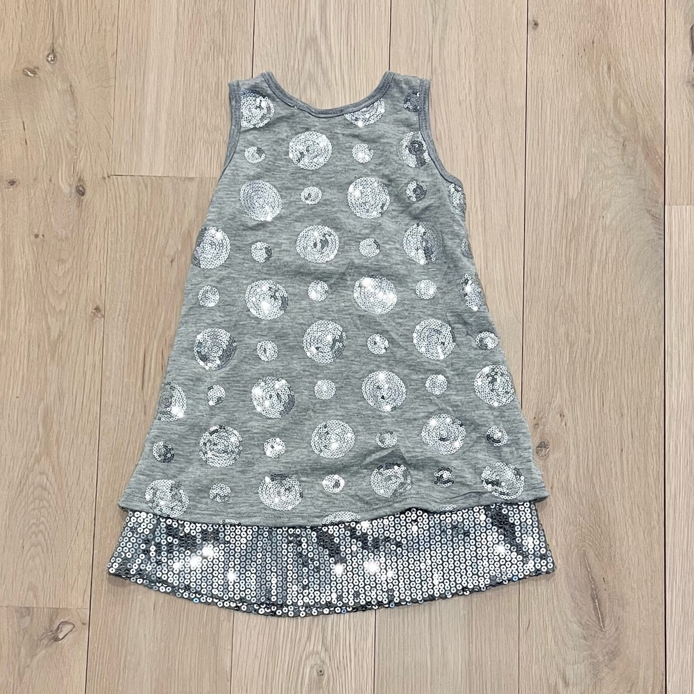 Sofi Clothing Toddler Girl's Sequins Sleeveless Jersey Dress Gray Silver 3T - Picture 7 of 11